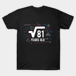 Square Root of 81: 9th Birthday 9 Years Old T-Shirt Math T-Shirt